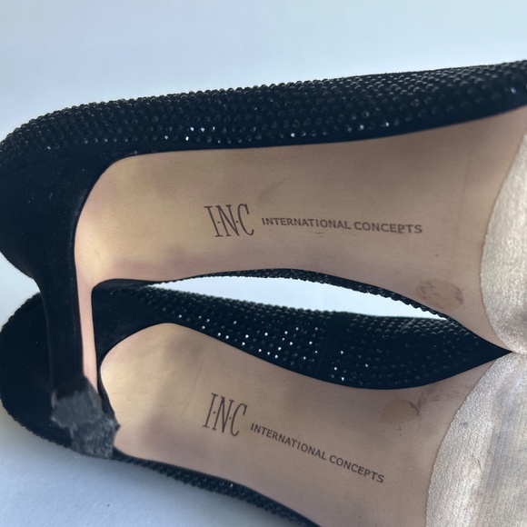 INC International Concepts Black Fabric Black Glitter Dots Almond Toe Pumps sz 8 - Picture 12 of 15